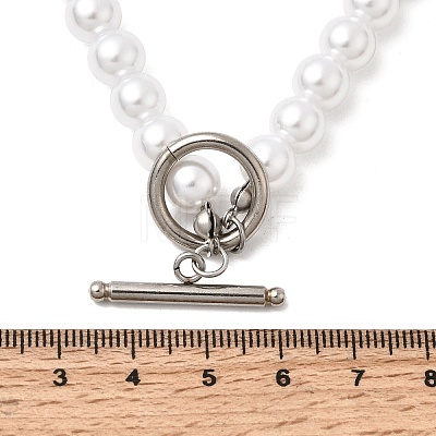 8MM White Round Plastic Pearl Beaded Necklaces for Women NJEW-L469-01P-1