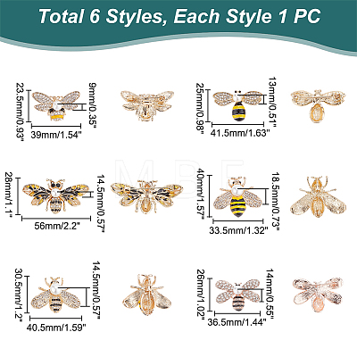 WADORN 6Pcs 6 Style Bees Enamel Pin with Imitation Pearl Beaded JEWB-WR0001-03-1