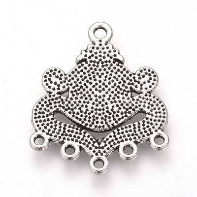 Tibetan Style Alloy Cabochon and Rhinestone Connector Settings X-TIBE-Q075-11AS-LF-1