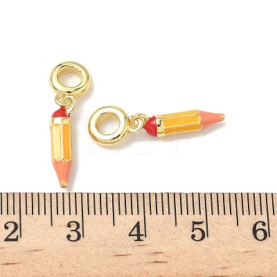 Brass Gold Enamel Pencil European Dangle Charms KK-K293-74G-1