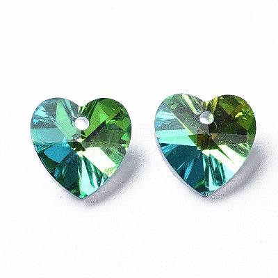 Heart Electroplated Glass Charms EGLA-N006-012A-1