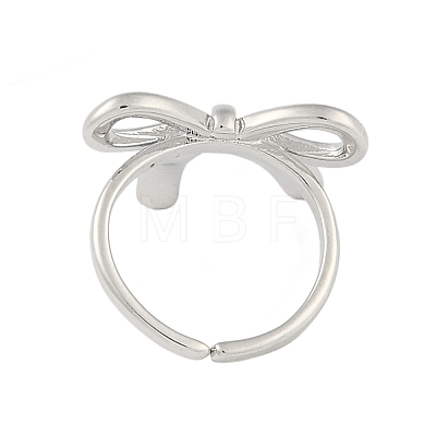 Bowknot Brass Open Cuff Ring for Women RJEW-M176-01B-P-1