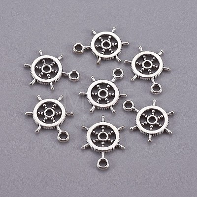 Tibetan Style Alloy Helm Pendants TIBEP-16625-AS-NR-1