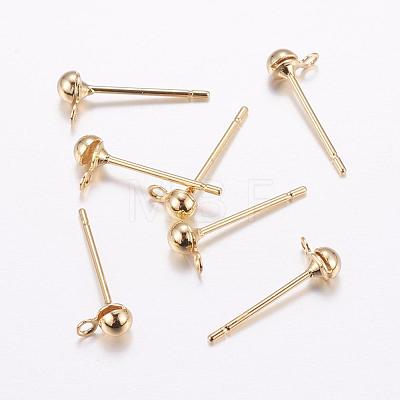 Brass Stud Earring Findings KK-F714-05G-1