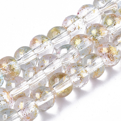 Transparent Spray Painted Glass Bead Strands GLAA-N035-03A-B07-1