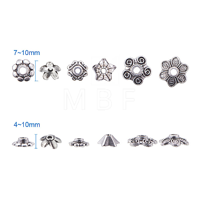 Tibetan Style Spacer Beads End Caps Antique Silver Jewelry Findings Beads Caps Mix Style TIBEB-PH0001-02-B-1