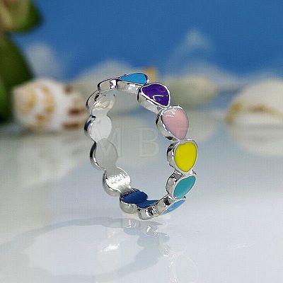 Heart Zinc Alloy Enamel Finger Rings WG3FD51-02-1