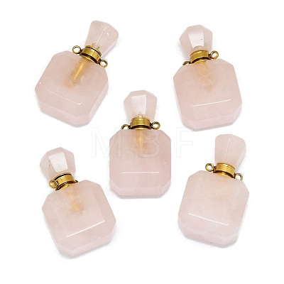 Natural Rose Quartz Perfume Bottle Pendants G-A026-10-02-1
