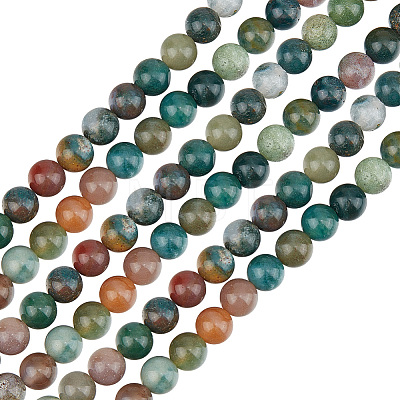 GOMAKERER 2 Strands Natural Indian Agate Beads Strands G-GO0001-35-1