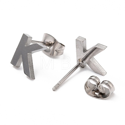 304 Stainless Steel Greek Alphabet Stud Earrings STAS-D007-07P-14-1