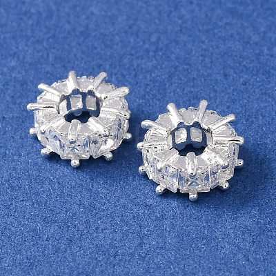 Brass Micro Pave Cubic Zirconia European Beads KK-C157-09C-S-1
