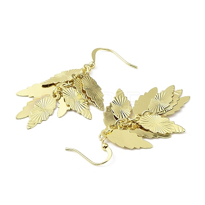 Rack Plating Brass Leaf Dnagle Earrings KK-C029-12G-1