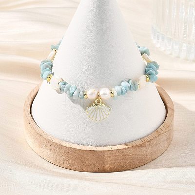 Shell Shape Alloy Enamel Charm Bracelets BJEW-JB13913-1