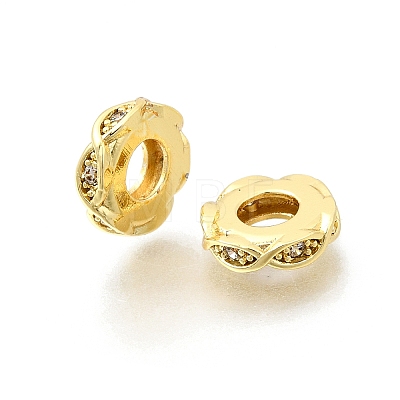 Infinity Brass Micro Pave Clear Cubic Zirconia European Beads KK-Z156-11G-1