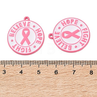 Breast Cancer Awareness Ribbon Zinc Alloy Enamel Pendants ENAM-I079-02-07-1