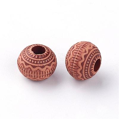 Imitation Wood Acrylic European Beads SACR-Q186-13-1