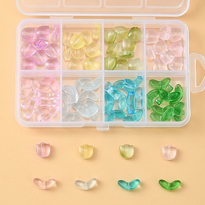 80Pcs 8 Styles Spray Painted Transparent Glass Beads GLAA-YW0001-89-1