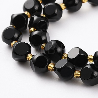 Natural Black Onyx Beads Strands G-A030-B22-10mm-1