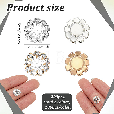 160Pcs 2 Colors Alloy Rhinestone Cabochons ALRI-GO0001-05-1
