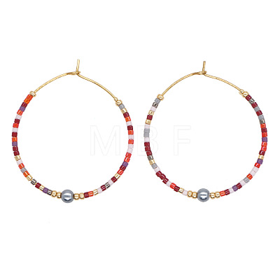 Bohemian Handmade Glass Beaded Hoop Earrings RN1446-6-1