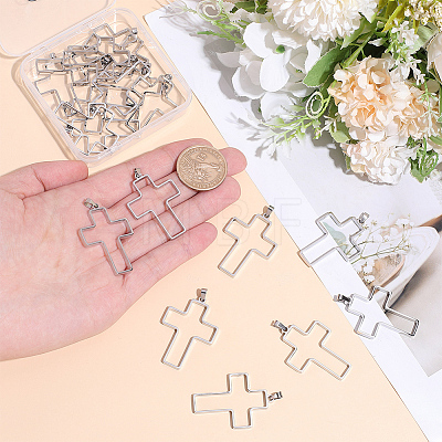 12Pcs 304 Stainless Steel Open Back Bezel Pendants PALLOY-BBC00013-1