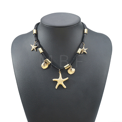 Ocean Alloy Sea Animals Pendant Black Cord Necklaces for Women WG5DC51-02-1