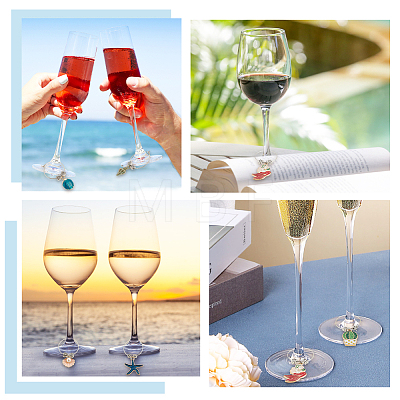 20Pcs 20 Style Ocean Theme Alloy Enamel Wine Glass Charms AJEW-BC0003-78-1