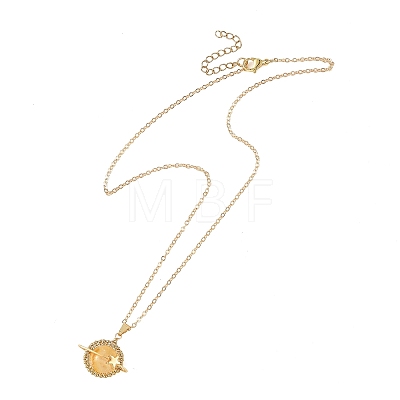 Natural Yellow Hematoid Quartz Copper Wire Wrapped Planet Pendant Brass Cable Chain Necklaces for Women NJEW-TA00260-03-1