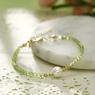 Handmade White Round Shell Pearl and Faceted Round Glass Beaded Bracelets for Women YN0122-6-1