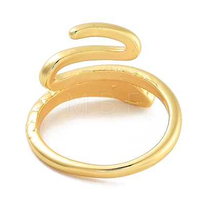 Snake Rack Plating Brass Open Cuff Rings for Women RJEW-Z059-22G-1