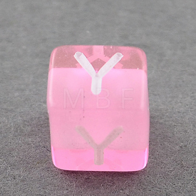 Mixed Letters Transparent Acrylic Cube Beads SACR-S181-06-1