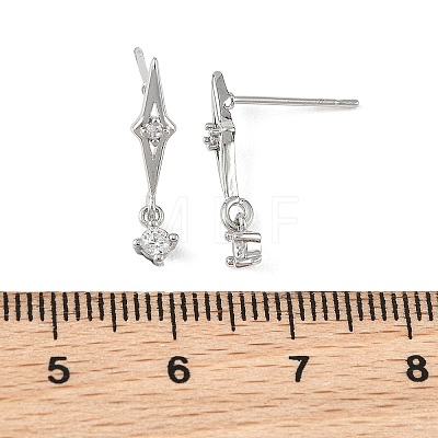 SHEGRACE Brass Micro Pave Cubic Zirconia Stud Dangle Earrings XGRQ4N650-723P-1