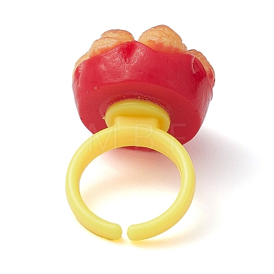 Resin Imitation Bread Open Cuff Ring for Women RJEW-JR00719-1