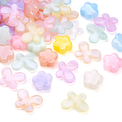  140Pcs 14 Styles Acrylic Resin Beads OACR-TA0001-28-1