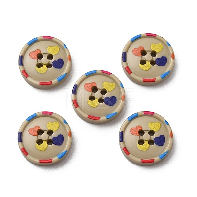 4-Hole Printed Opaque Resin Buttons RE-CBAB147-19-1