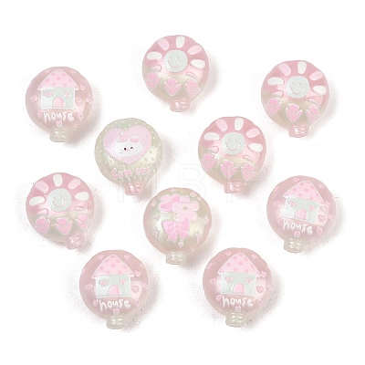 Printed Opaque Acrylic Beads OACR-D041-01A-1