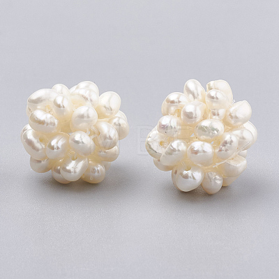 Handmade Natural Pearl Woven Beads WOVE-S116-03-1