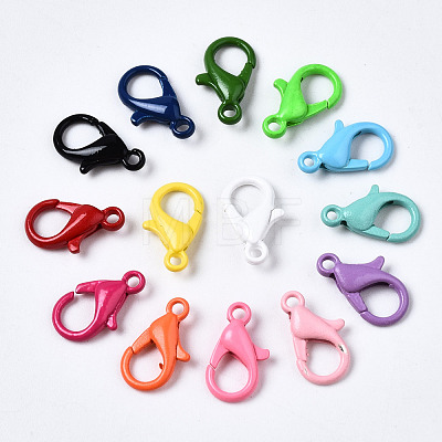 Spray Painted Eco-Friendly Alloy Lobster Claw Clasps PALLOY-T080-06E-NR-1