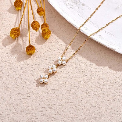 Shell Pearl Beads Flower Pendant Necklace for Women JN1061A-1