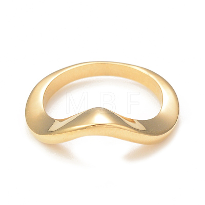 Ion Plating(IP) 304 Stainless Steel Wave Finger Ring for Women RJEW-I096-16G-1