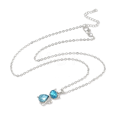 Cat Shape Alloy Rhinestone Pendant Necklaces FS-WG5CA0C-02-1