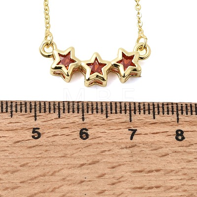 Brass Glass Triple Star Pendant Necklaces KK-CBAB173-03G-08-1
