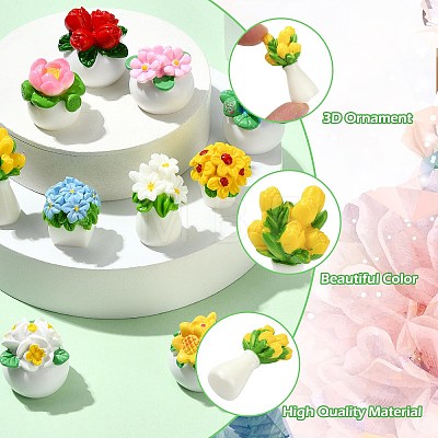22 Pcs 11 Styles Resin Flower Ornaments DJEW-CJ0001-24-1