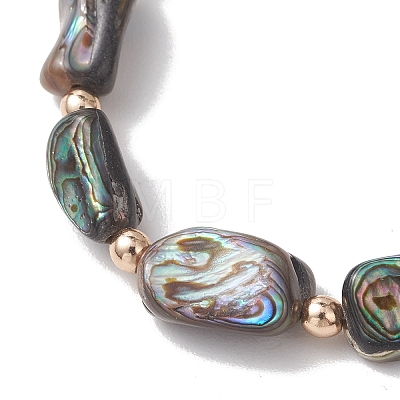 Natural Abalone Shell/Paua Shell Beads Stretch Bracelets for Women Men BJEW-JB13544-1