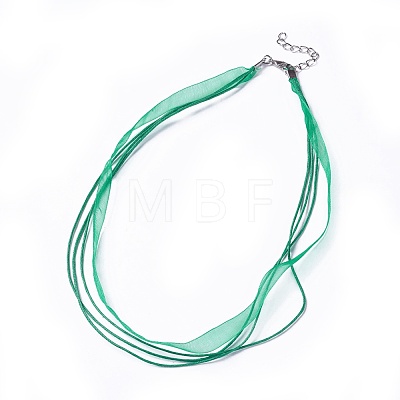Waxed Cord and Organza Ribbon Necklace Making NCOR-T002-M-1