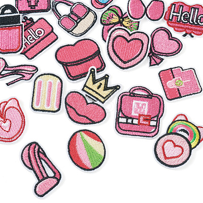 20Pcs Polyester Embroider Self-adhesion Thread Iron on/Sew On Patches PATC-TAC0004-09-1
