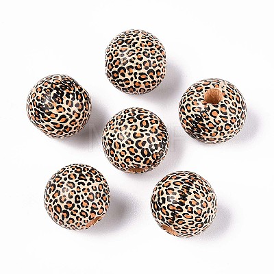 Printed Schima Wood Beads X-WOOD-N017-01D-1