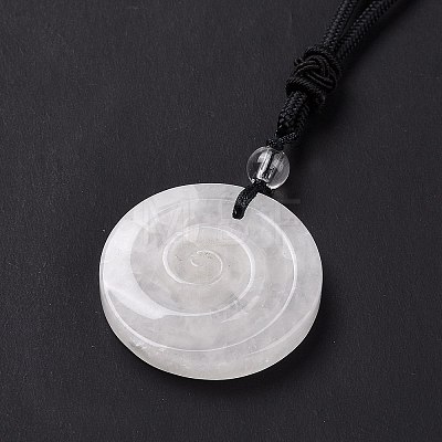 Adjustable Natural Quartz Crystal Vortex Pendant Necklace with Nylon Cord for Women NJEW-L171-05F-1