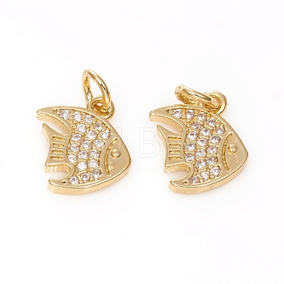 Brass Micro Pave Cubic Zirconia Pendants X-ZIRC-G167-04G-1