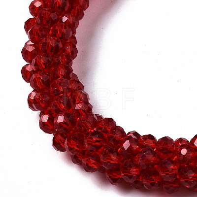 Faceted Transparent Glass Beads Stretch Bracelets BJEW-S144-002F-02-1